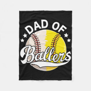 Mens Funny Softball Dad Baseball Dad Of Ballers Da Fleece Blanket