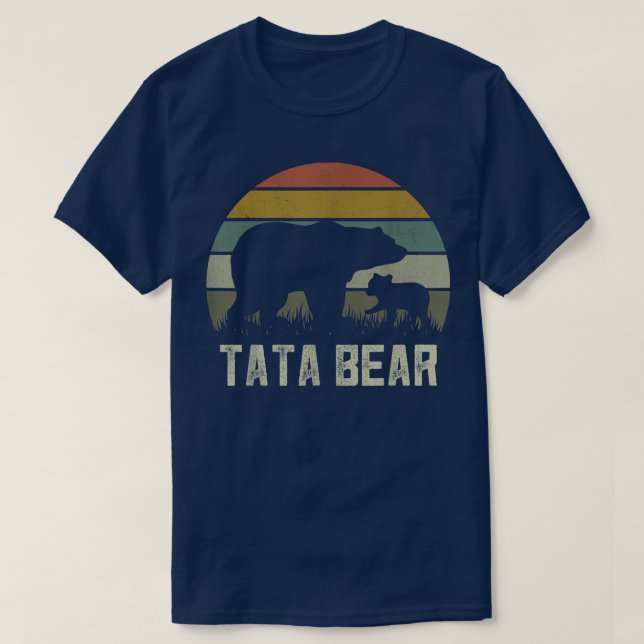 Mens Funny Tata Bear Shirts, Cub Kid Fathers Day I T-Shirt (Design Front)
