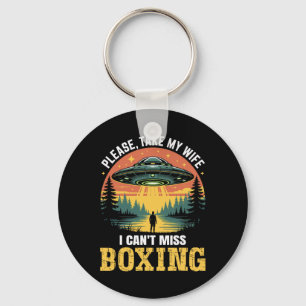 Mens Funny Ufo Boxing Joke Alien Abduction Retro Key Ring