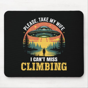 Mens Funny Ufo Climbing Joke Alien Abduction Retro Mouse Mat