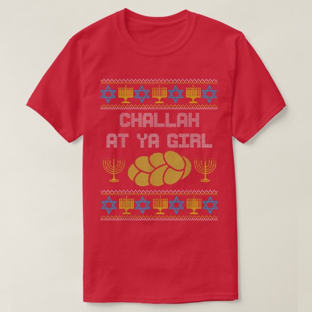 Mens Funny Ugly Hanukkah Matching Couple Challah A T-Shirt (Design Front)