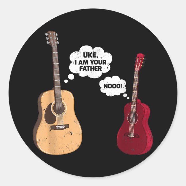 Mens Funny Ukulele Guitar Music Uke I Am Your Classic Round Sticker (Front)