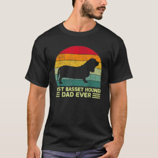 Mens Funny Vintage Best Basset Hound Dad Ever Fath T-Shirt