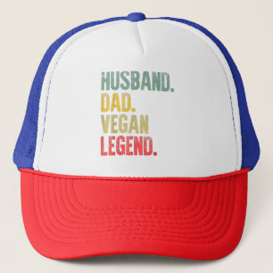 Mens Funny Vintage Gift  Husband Dad Vegan Legend  Trucker Hat