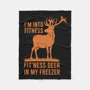 Mens Funny Vintage Hunter I'm Into Fitness Deer Hu Fleece Blanket