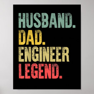 Mens Funny Vintage Shirt Husband Dad Engineer Lege Poster