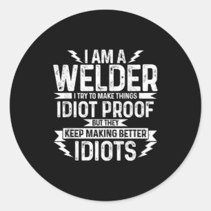Mens Funny Welder & Apparel Tank Top Classic Round Sticker