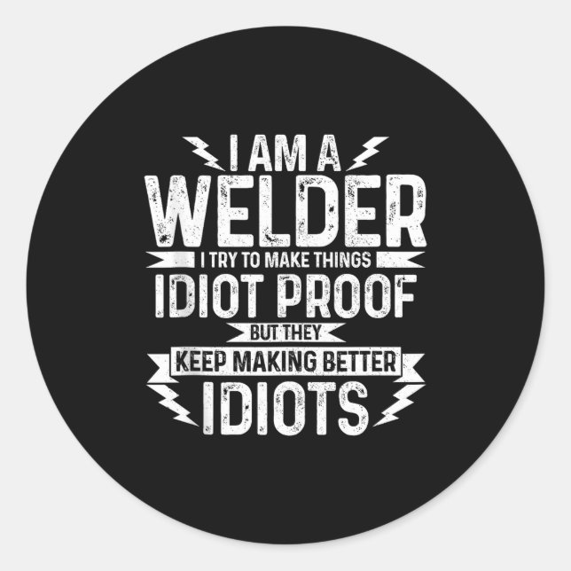 Mens Funny Welder &amp; Apparel Tank Top  Classic Round Sticker (Front)