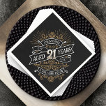 Mens Funny Whiskey 21st Birthday Napkin<br><div class="desc">Celebrate the big 2-1 with style and humour with this vintage whiskey label-inspired birthday design. The black, gold, and white typography is ornate and elegant, giving it a classic retro vintage feel. Perfect for man (or woman!) in your life who loves their scotch, spirits, bourbon, and other liquor drinks. Features...</div>