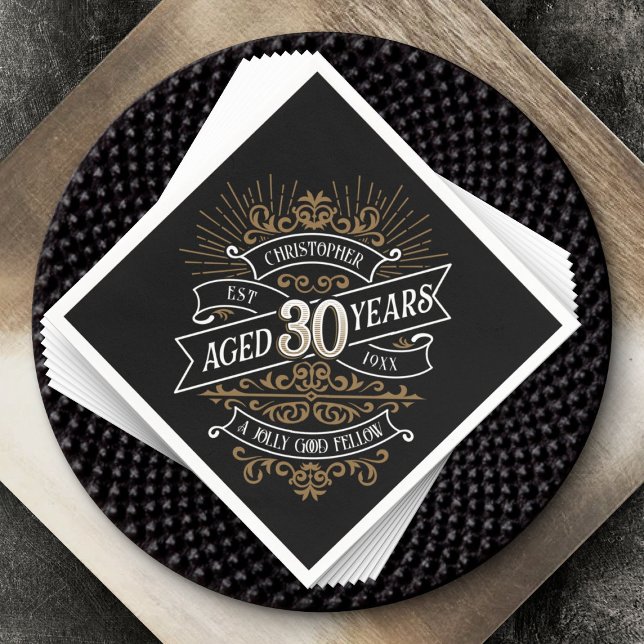 Mens Funny Whiskey 30th Birthday Napkin (Creator Uploaded)