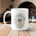 Mens Funny Whiskey 40th Birthday Coffee Mug<br><div class="desc">Celebrate the big 4-0 with style and humour with this vintage whiskey label-inspired birthday design. The black, gold, and white typography is ornate and elegant, giving it a classic retro vintage feel. Perfect for man (or woman!) in your life who loves their scotch, spirits, bourbon, and other liquor drinks. Features...</div>