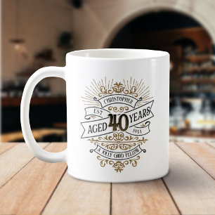 Mens Funny Whiskey 40th Birthday Coffee Mug