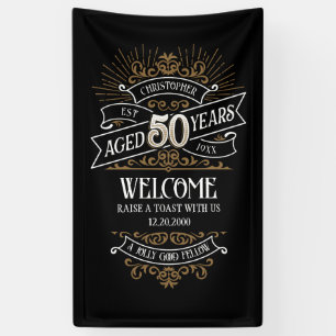 Mens Funny Whiskey 50th Birthday Banner