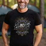 Mens Funny Whiskey 50th Birthday T-Shirt<br><div class="desc">Celebrate the big 5-0 with style and humour with this vintage whiskey label-inspired birthday design. The black, gold, and white typography is ornate and elegant, giving it a classic retro vintage feel. Perfect for man (or woman!) in your life who loves their scotch, spirits, bourbon, and other liquor drinks. Features...</div>