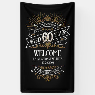 Mens Funny Whiskey 60th Birthday Banner