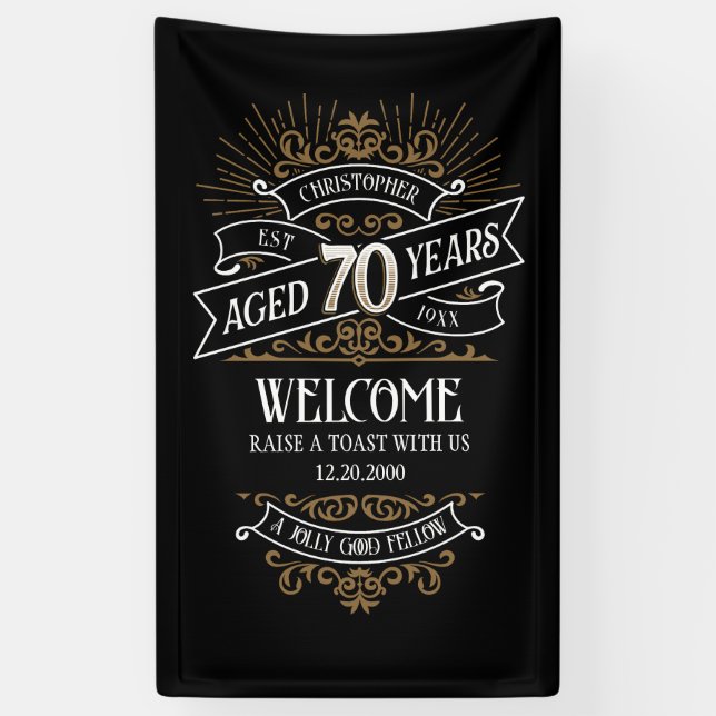 Mens Funny Whiskey 70th Birthday Banner (Vertical)