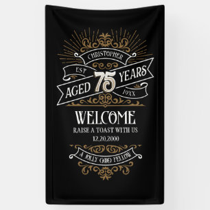Mens Funny Whiskey 75th Birthday Banner