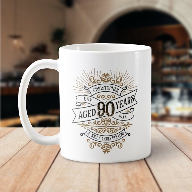 Mens Funny Whiskey 90th Birthday Coffee Mug (Creator Uploaded)