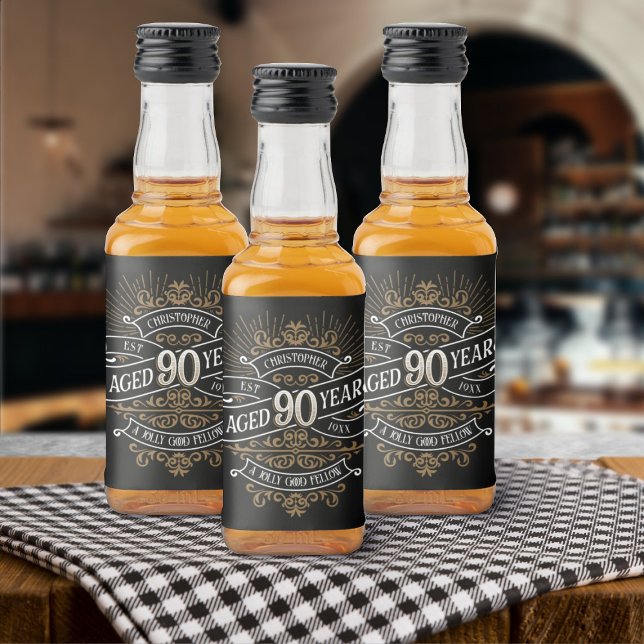 Mens Funny Whiskey 90th Birthday Liquor Bottle Label (Creator Uploaded)