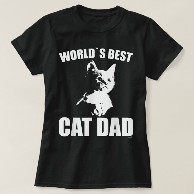 Mens funny WORLD`S BEST CAT DAD KITTEN SHIRT (Design Front)