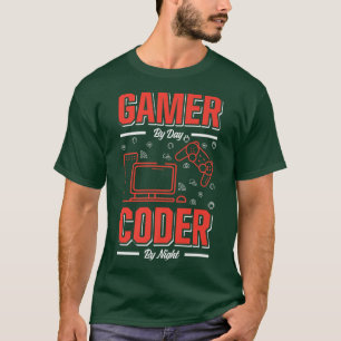 Mens Gamer By Day Coder By Night Funny Programmer T-Shirt