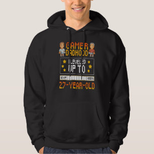 Mens Gamer Dadhood Levelled Up To 27 Year Old 27th Hoodie