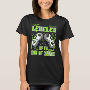 Mens Gaming Leveled Up To Dad Of Twins Video Gamer T-Shirt