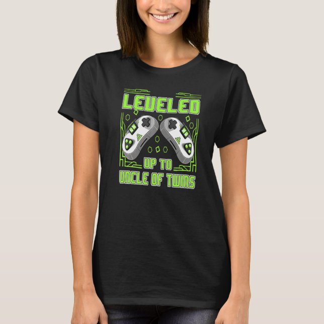 Mens Gaming Leveled Up To Uncle Of Twins Video Gam T-Shirt (Front)