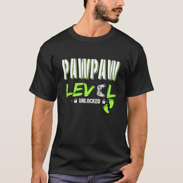 Mens Gaming Pawpaw Level Unlocked Gamer Levelled U T-Shirt (Front)
