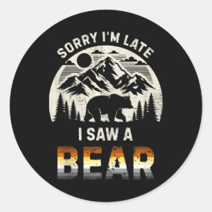 Mens Gay Bear Pride Hiking Retro Funny Outdoor Tan Classic Round Sticker