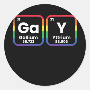 Mens Gay Periodic Table Funny LGBTQ Gay Pride Classic Round Sticker