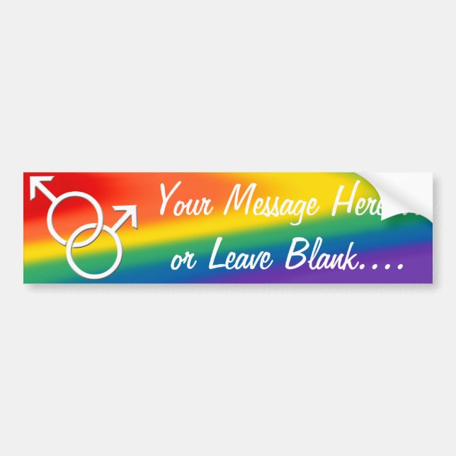 Men's Gay Pride Bumper Sticker Rainbow Love Gifts (Front)