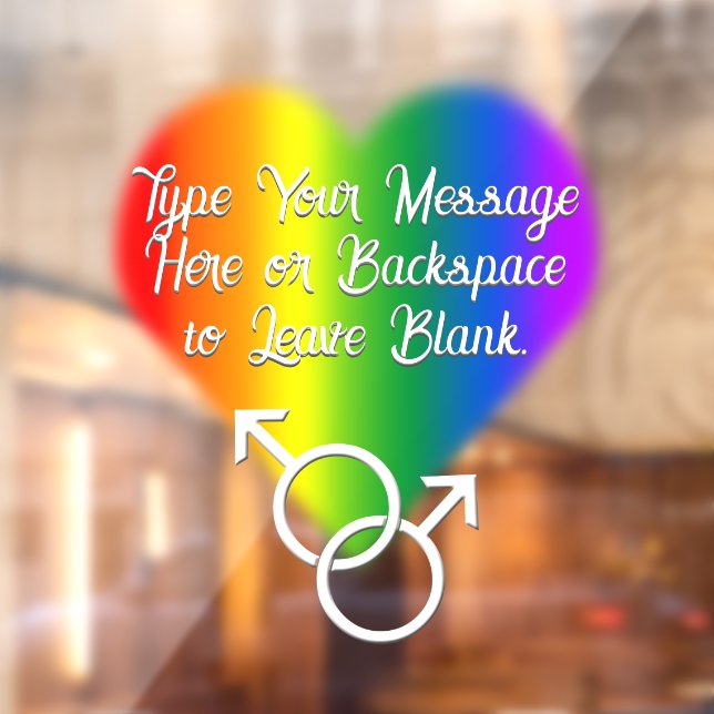 Men's Gay Pride Decal Rainbow Love Window Cling (Sheet 2)