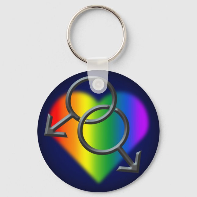 Men's Gay Pride Keychain Rainbow Love Gift (Front)