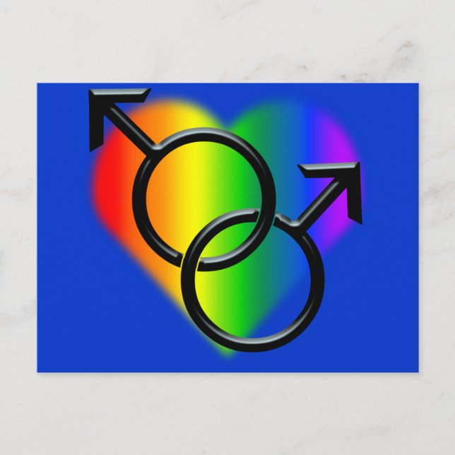 Men's Gay Pride Postcards Rainbow Love Cards (Front)