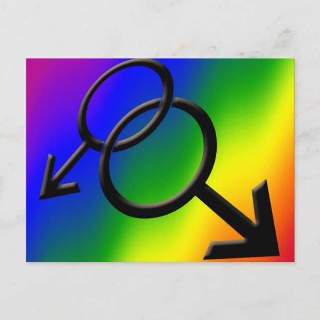 Men's Gay Pride Postcards Rainbow Love Cards (Front)