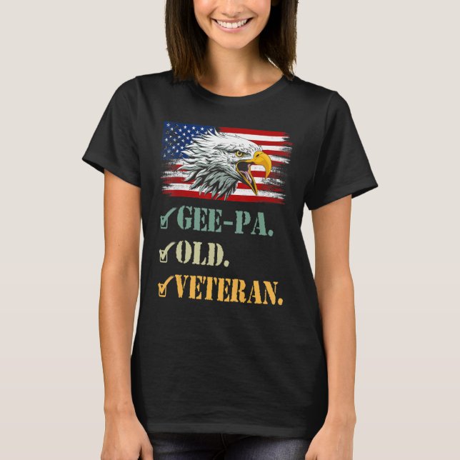Mens Gee Pa Old Veteran American Eagle Flag Cool M T-Shirt (Front)