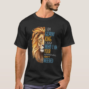 Mens Gemini King Zodiac Astrology Birthday Lion Sl T-Shirt