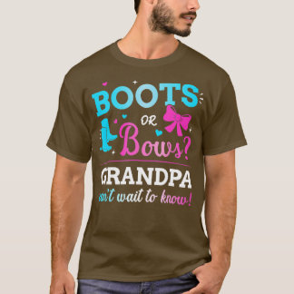 Mens Gender reveal boots or bows grandpa matching  T-Shirt