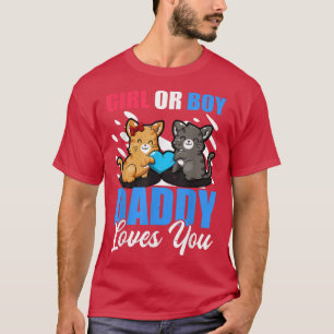 Mens Gender Reveal Daddy Love Team Girl Boy Kitten T-Shirt