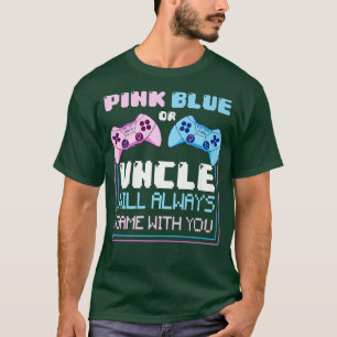 Mens Gender Reveal Gaming Pink Or Blue Uncle Will T-Shirt