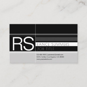 Men's Geometric Monogram Greys & Black Business Card
