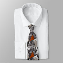 Men's Geometric Silver Grey and Copper