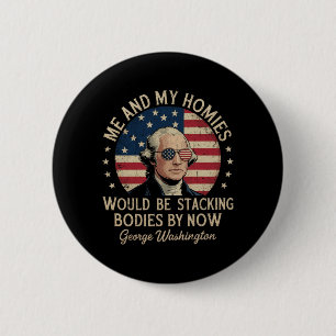 Mens George Washington 4th Of July Patriotic 6 Cm Round Badge