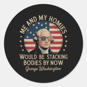 Mens George Washington 4th Of July Patriotic Classic Round Sticker