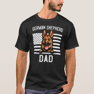 Mens German Shepherd Dad for Men Dog Dad US Flag T-Shirt
