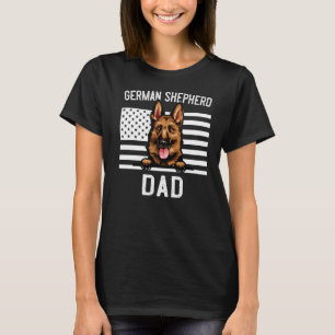 Mens German Shepherd Dad for Men Dog Dad US Flag T-Shirt