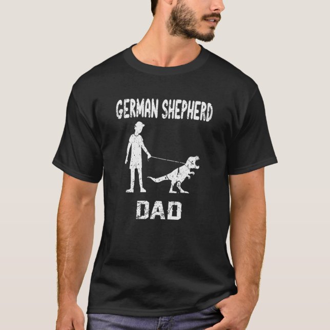 Mens German Shepherd Dad Trex Dinosaur Owners Gsd  T-Shirt (Front)