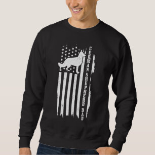 Mens German Shepherd Dad Vintage American Flag Pat Sweatshirt
