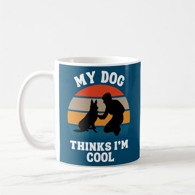 Mens German Shepherd My Dog Thinks I'm Cool Dog Coffee Mug (Left)